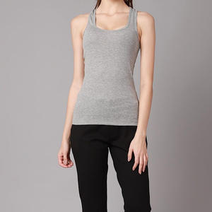 Nueva camiseta sin mangas para mujer, el mejor estilo de diseño, cuello redondo, manga corta, camiseta sin mangas corta, informal para mujer, Color gris, sin mangas, cómoda - Product Image 1