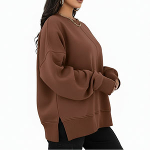 Sudaderas de gran tamaño a la moda cuello redondo letras bordadas suelta hombro caído manga larga personalizado mujer algodón pulóver sudadera - Product Image 6