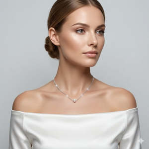 Collar de Perlas Delicado Minimalista de Plata de Ley 925 Disponible en Acabado Dorado y Plateado - Product Image 4