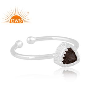 Latest Trending Fine Sterling Silver Natural Smoky Quartz Gemstone <b>Adjustable</b> <b>Ring</b> Custom Jewelry for Women Gift for Her - Product Image 2