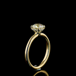 1.13 Cts 14K <b>Yellow</b> Gold Round Shape Hidden Halo Engagement Ring Luxury Handcrafted Bridal Diamond Jewelry - Product Image 4