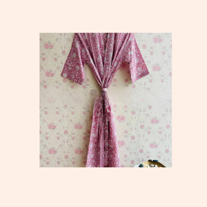 Robe longue en coton imprimée, kimono unisexe, cadeau pour elle, cadeau pour demoiselle d'honneur, cardigan en coton, peignoir en coton, cadeau pour elle - Product Image 1