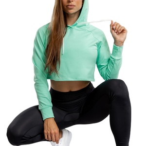 Wholesale Women's 100% Cotton Long Sleeve Zip Hoodie Custom Logo <b>Winter</b> Crop <b>Top</b> Front Logo Breathable Eco-Friendly - Product Image 6