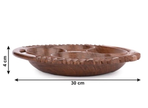 Bol de service de fruits secs sculpté en bois de noyer avec 4 compartiments Plateau en noyer pour noix Bonbons Fruits secs Stockage des aliments et décoration intérieure - Product Image 4