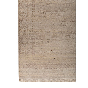 Alfombra de Lana Anudada a Mano Erbe Ivory, Diseño Geométrico Rectangular para Decoración de Sala de Estar, Pasillo y Hogar - Producto para Sala de Estar - Product Image 4