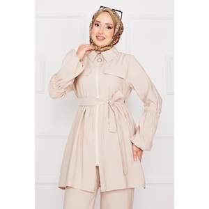 ชุด2ชิ้นซิปแขนบอลลูนสีเบจ - Product Image 4