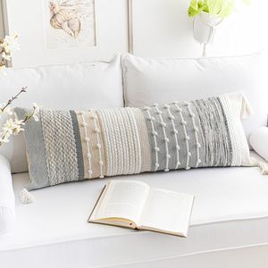 Housse de coussin lombaire bohème grise, lavable, faite à la main, pour chambre à coucher, salon, sol et chaise, taie d'oreiller bohème - Product Image 4