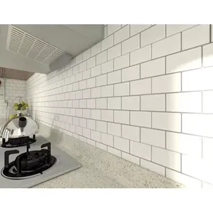 12x12ใหม่ "กระเบื้องอิฐรถไฟใต้ดินสีขาวมีกาวในตัว10 ct. เครื่องมือสำหรับกระเบื้องภายในและภายนอกห้องนั่งเล่น - Product Image 1