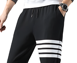 Pantalon de survêtement décontracté pour homme, coupe ajustée, à porter au quotidien, tendance, devant plat, taille mi-haute, léger, anti-froissement, écologique, respirant - Product Image 4