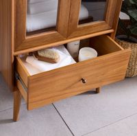 Mueble de baño de madera con vidrio y almacenamiento para el hogar y el Gabinete de baño del hotel Estilo de mediados de siglo