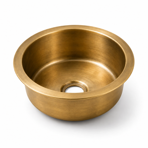 Évier de cuisine rond à cuve unique à encastrer, finition laiton brossé, design moderne, facile à nettoyer DRC-2028 - Product Image 1
