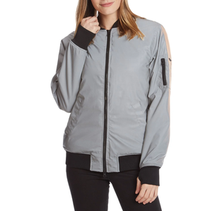 MA1 Flight <b>Jacket</b> <b>Grey</b> Reflective Bomber Coat with Solid Zipper Plus Size Mens' Wholesale <b>Jacket</b> - Product Image 3