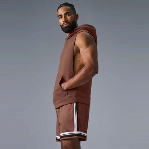 OEM Men Athletic <b>Sleeveless</b> <b>Hoodie</b> - Moisture-Wicking and Quick-Dry <b>Hoodie</b> for Gym, Running, and Fitness, Perfect for Training - Product Image 2