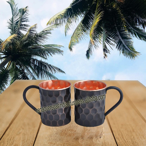 Vente chaude Moscou Mule Cuivre Tasses Martelé Conception Cuivre Tasse En Noir Couleur Ensemble De 2 Pour Vodka Gingembre Bière - Product Image 5