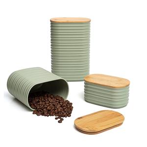 <b>Set</b> of Three Metal <b>Canister</b> Oval Shape Handmade Designer Container Kitchen Ware Classic Stylish Wholesale Metal <b>Tea</b> Storage Box - Product Image 1