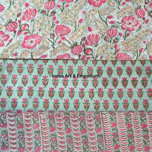 Tissu en coton imprimé à la main, 60x60, tissu de course, imprimé traditionnel jaipuri, tissu en coton - Product Image 5