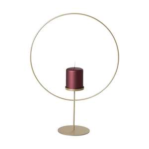 Porte-bougie minimaliste géométrique circulaire en fil métallique, support de pilier en métal noir mat pour la décoration de salon d'hôtel, porte-bougie - Product Image 2