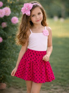Ensemble de 2 jupes mini mignonnes pour tout-petits et filles - Pack de jupes rayées roses et colorées (tailles 2T-10) - Product Image 3