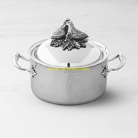 Set Peralatan Masak Tembaga Mewah dengan Tutup, Set Panci Masak Tembaga Premium, Koleksi Peralatan Masak Dapur Buatan Tangan