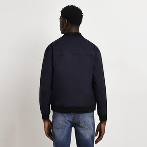 Automne printemps hommes nouveau Slim Fit Bomber vestes décontracté solide fermeture éclair Satin tissu veste avec capuche col montant - Product Image 2