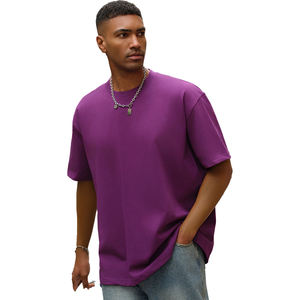 T-shirt manches courtes à épaules tombantes pour hommes de grande taille T-shirt 100% coton T-shirt vierge surdimensionné pour hommes - Product Image 1