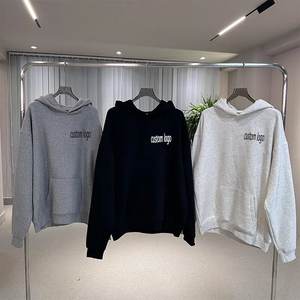 เสื้อฮู้ดสวมหัวมีฮู้ดแบบหลวมใส่ได้ทั้งชายและหญิงเสื้อสเวตเตอร์แบบสวมศีรษะทำจากผ้าฝ้าย100% สำหรับคู่รักชายฤดูหนาวสีพื้น - Product Image 5