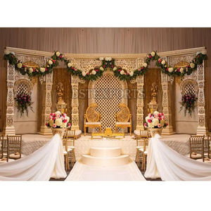 Mandap de Boda Estilo Bollywood Jodha Akbar, Decoración de Boda Abierta Magnífica, Diseño Malasio, Mandap Portátil de Fibra de Vidrio - Product Image 1