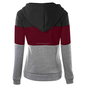 Fashion Autumn Winter Women Short Sleeve Color Contrast <b>Patchwork</b> Zipper Hooded Pocket Sport 3D Embroidery Hoodies <b>Top</b> Outerwear - Product Image 6