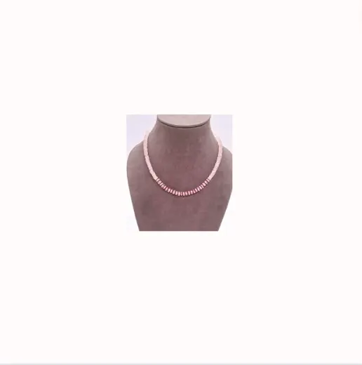 Elegante último collar de cuentas Heishi lisas de cuarzo rosa natural para mujeres Uso disponible a precio al por mayor