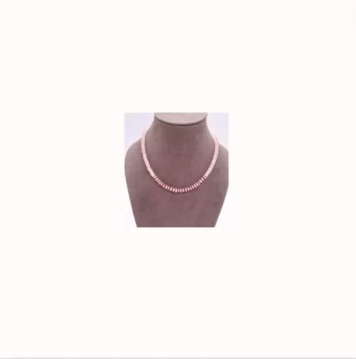 Thanh Lịch Mới Nhất Tự Nhiên Rose Quartz Mịn Heishi Hạt Vòng Cổ Cho Phụ Nữ Sử Dụng Có Sẵn Tại Giá Bán Buôn