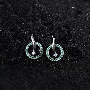 NOVAMART Fine 925 Sterling Silver Verde <b>Crystal</b> <b>Earrings</b> Wholesale Export - Product Image 3