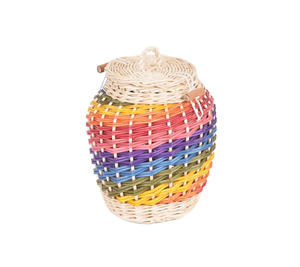 Rainbow woven wicker ashes casket <b>for</b> <b>pet</b> cremation, colorful handcrafted <b>memorial</b> urn <b>box</b> unique artisan eco friendly keepsake - Product Image 2