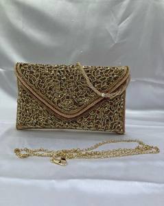 Designer Artisanal Élégant Ethnique Satin Sac De Soirée Pour Les Femmes De Mariage Pochette En Satin Avec Motif De Pierre Style De Mode - Product Image 4