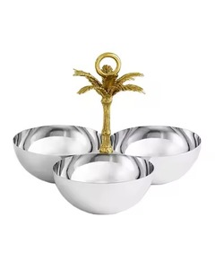 Luxury Pearl Finished Decorative Bowl With Triple Section Design Perfect For Elegant Serving And Modern Home Decor Styling - Product Image 4