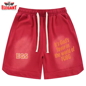 Pantalones cortos de algodón con estampado de algodón 3D pesado con logotipo personalizado para hombre - Product Image 2