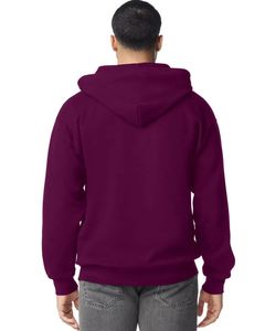 Sudadera con capucha unisex con cremallera completa en color granate oscuro, sudadera con capucha de forro polar con cremallera completa, impresión de logotipo personalizado OEM, ropa informal diaria para hombres y mujeres - Product Image 2