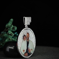 Pendentif photo Hip Hop plaqué or rose avec moissanite, breloque cadre photo souvenir en argent 925, personnalisable VVS, pour mariage, fête, hommes et femmes