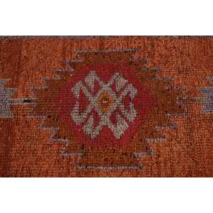 Alfombra Vintage Herki Runner de 2.8x9.9 pies (85x301 cm), Alfombra Turca con Diseño Floral Naranja - Product Image 4