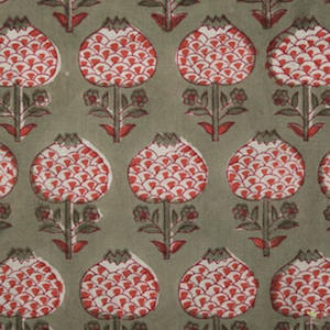 Más vendidos 100% tela de algodón puro indio Floral bloque de mano impreso verde salvia cereza rojo ropa de mujer Camisas para niños bolsos - Product Image 6