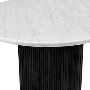 Table de salle à manger d'appartement rectangulaire en bois massif et marbre au design classique moderne Myron - Product Image 3