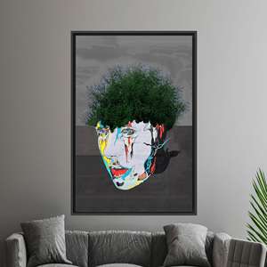Superbe impression sur toile d'un visage graffiti pour une décoration moderne, encadrée en noir - Product Image 1