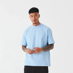 Venta al por mayor 100% algodón 250GSM camiseta unisex de gran tamaño personalizado liso cuello redondo tejido de punto para personalizaciones a granel - Product Image 6