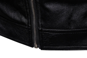 Chaqueta negra de alta calidad con cierre de cremallera Chaquetas de cuero para hombre Material de alta calidad Parte superior para hombre - Product Image 5