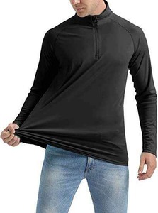 Haut de course pour homme avec logo personnalisé, coupe ajustée, fermeture éclair 1/4, extensible dans les 4 sens, doux, vêtements de sport de gym, performance, léger, pull à fermeture éclair 1/4 - Product Image 5