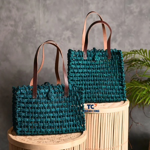 Handcrafted Indigo Sabai Grass <b>Mesh</b> Bag Stylish Eco-Friendly Tote for Daily Essentials & Market Shopping - Product Image 1