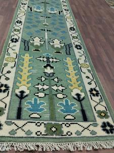 Green Tribal Wool <b>Runner</b> Rug, Handwoven Long <b>Hallway</b> <b>Runner</b>, Vintage Folk Pattern Carpet, Boho Scandinavian Style Rug - Product Image 6