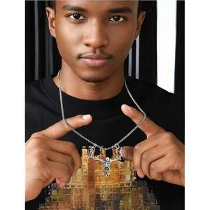 Collar con Colgante de Esqueleto Gótico para Hombre, Cadena de Aleación Plateada, Estilo Punk Biker, Joyería para Uso Diario y Fiestas - Product Image 5