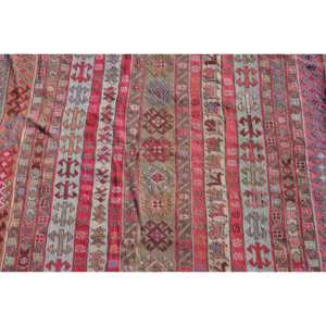 Alfombra turca Vintage roja tradicional de 6,3X9,1 pies, Alfombra de lana de área grande, respaldo de látex, patrón de retazos para sala de estar, pasillo - Product Image 5