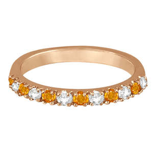 Bague en diamant et citrine avec plaqué or rose 14 carats, sertissage vintage, bande en alliage, bande d'anniversaire (0,32 ct) - Product Image 3
