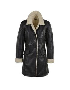 Veste longue en cuir d'agneau véritable pour femme, style aviateur, en peau de mouton, décontractée, chaude pour l'hiver, rembourrage, veste en cuir B3, OEM - Product Image 1